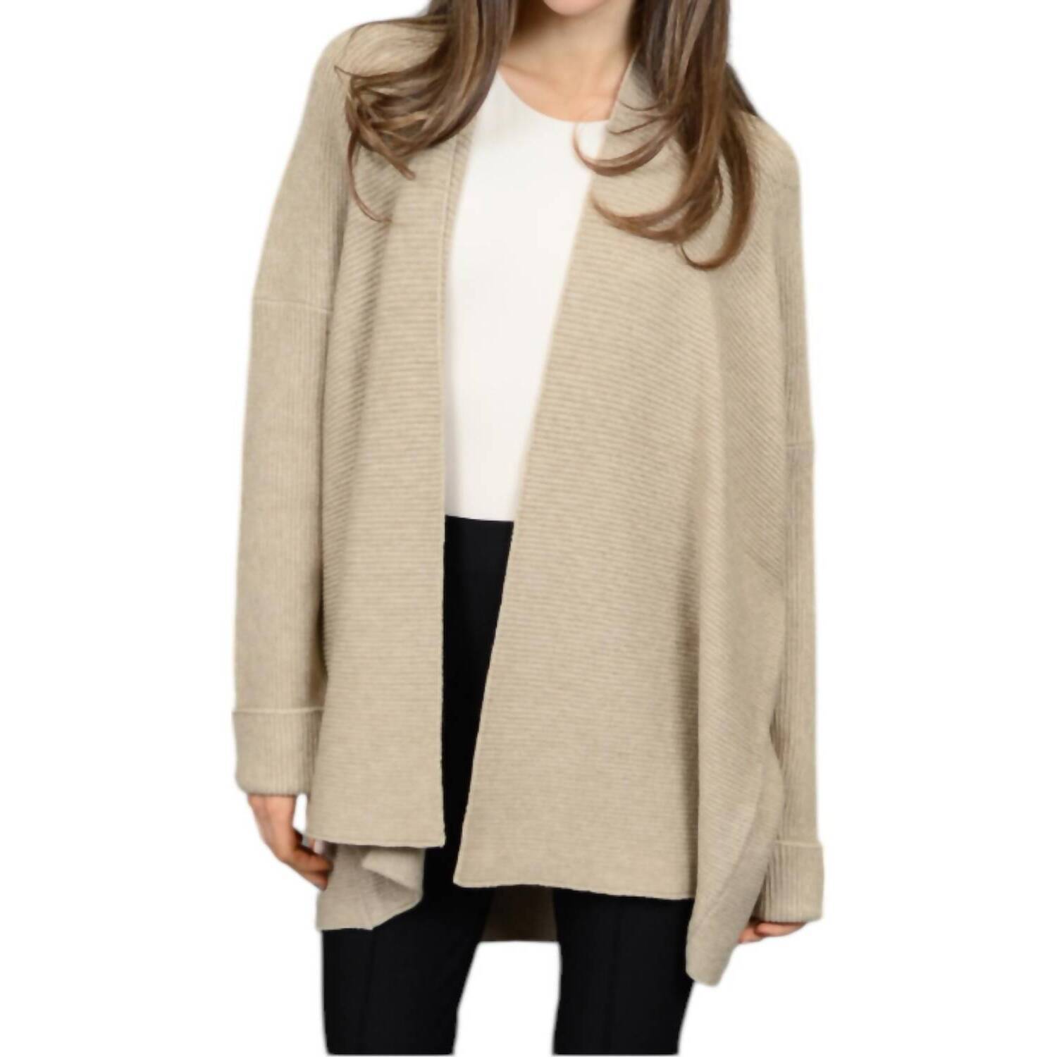 New Rd Style Aziza Dolman Sleeve Cardigan In Dune